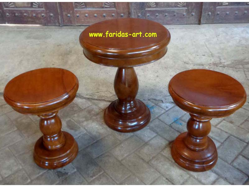 Meja Kopi Set-Bubut Polos
